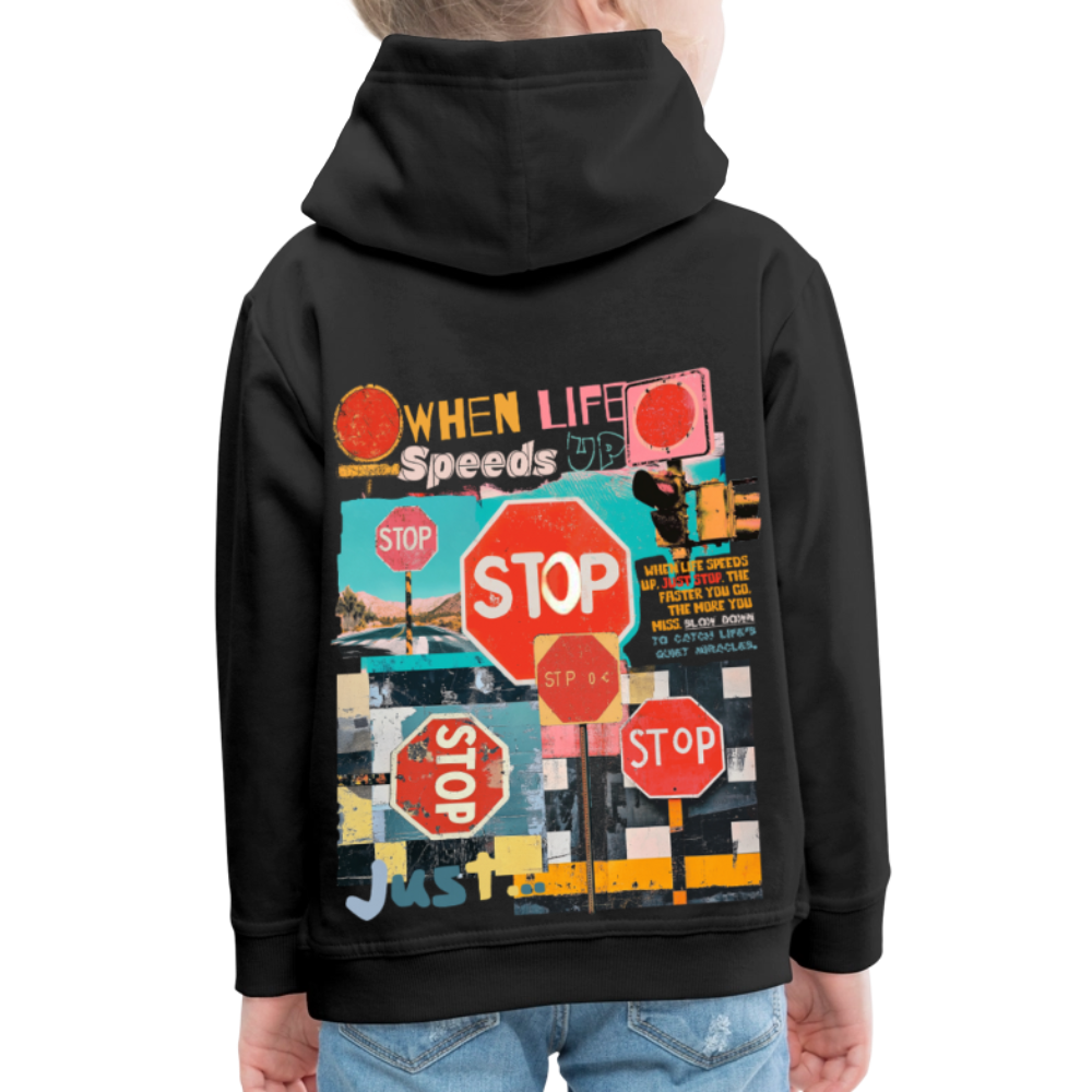 Solvarion, Stopp, 1st | Kinder Hoodie - Schwarz