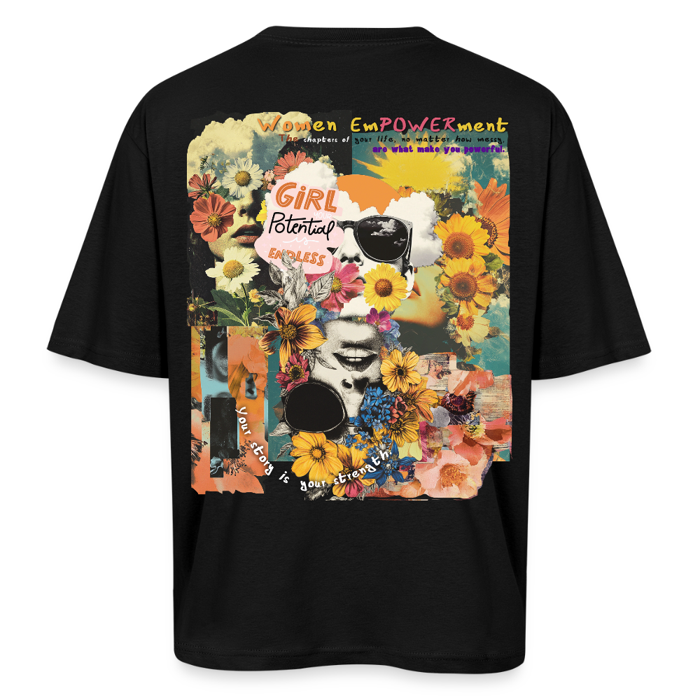 Vaelthar, Blumen, 1st | Breezy, Oversized Unisex T-Shirt - Schwarz