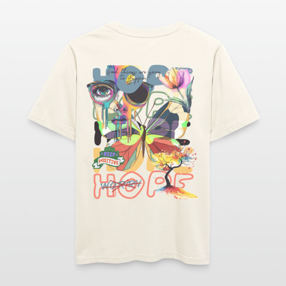 Tenebris, Schmetterling, 1st | Essential, Relaxed Fit Unisex Bio T-Shirt - Naturweiß 