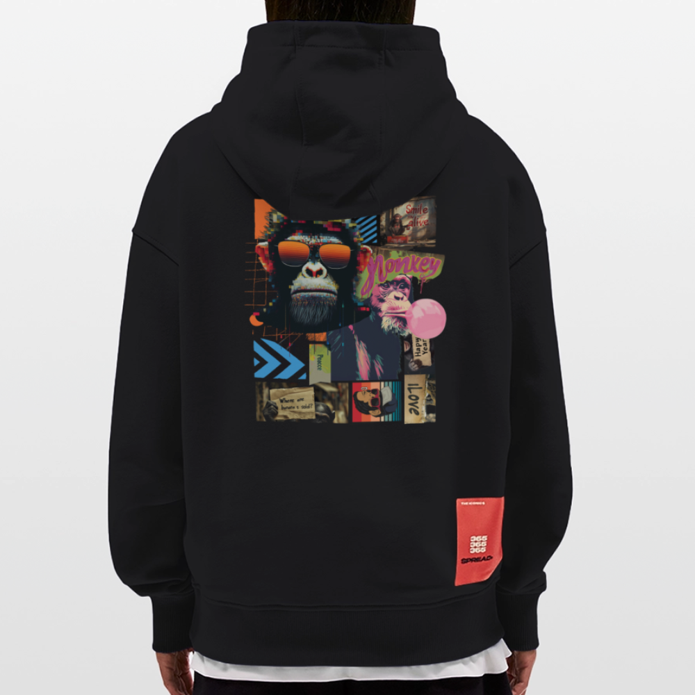 Perîzar, Affen, 1st | Heavyweight Oversized Bio Hoodie, Unisex - SOLID BLACK