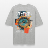 Demeteros, Uhr, 1st | Blaster, Oversize Bio T-Shirt, Unisex - Grau meliert