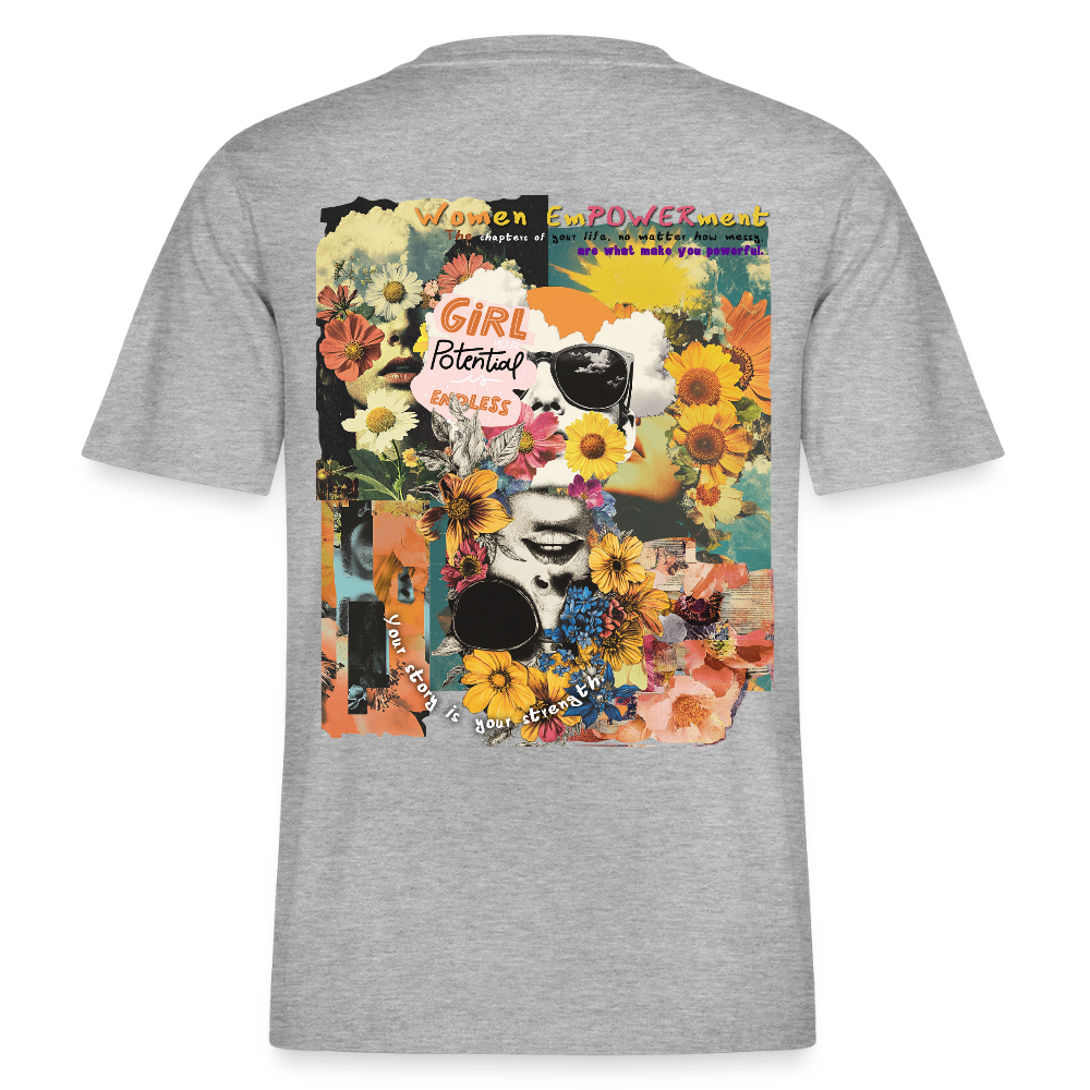 Vaelthar, Blumen, 1st | Essential, Relaxed Fit Unisex Bio T-Shirt - Grau meliert