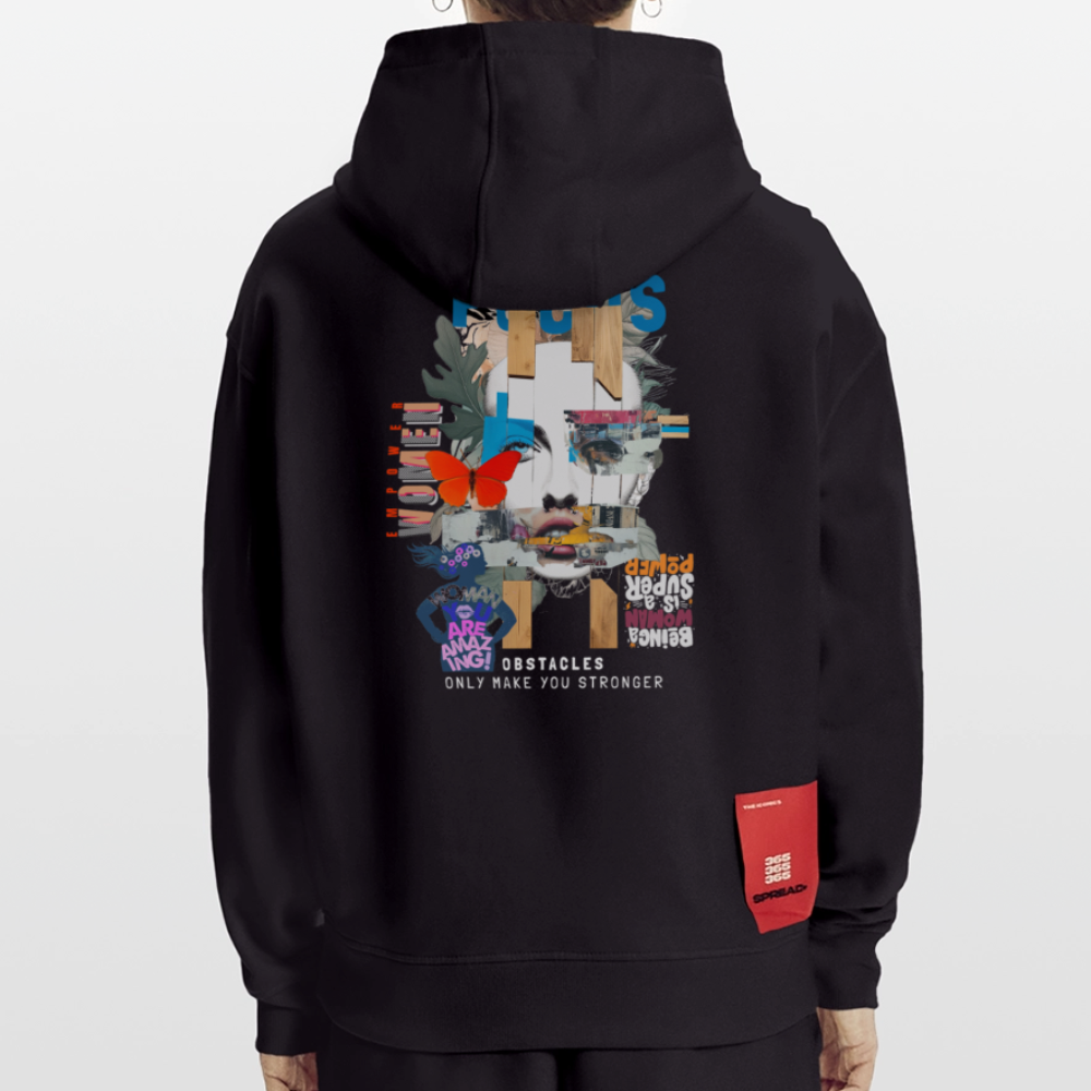 Nerthus, Gesicht, 1st | Heavyweight Oversized Bio Hoodie, Unisex - SOLID BLACK