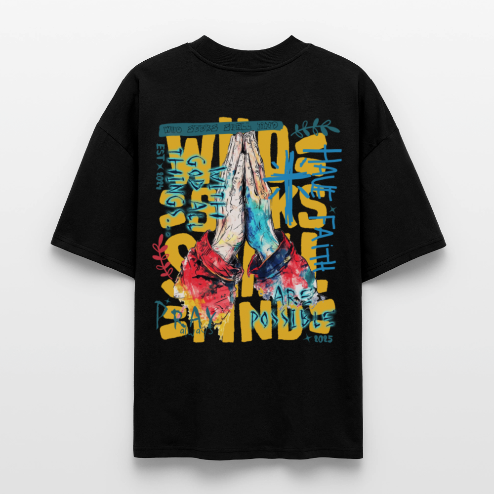 Perseus, Beten, 1st | Blaster, Oversize Bio T-Shirt, Unisex - Schwarz