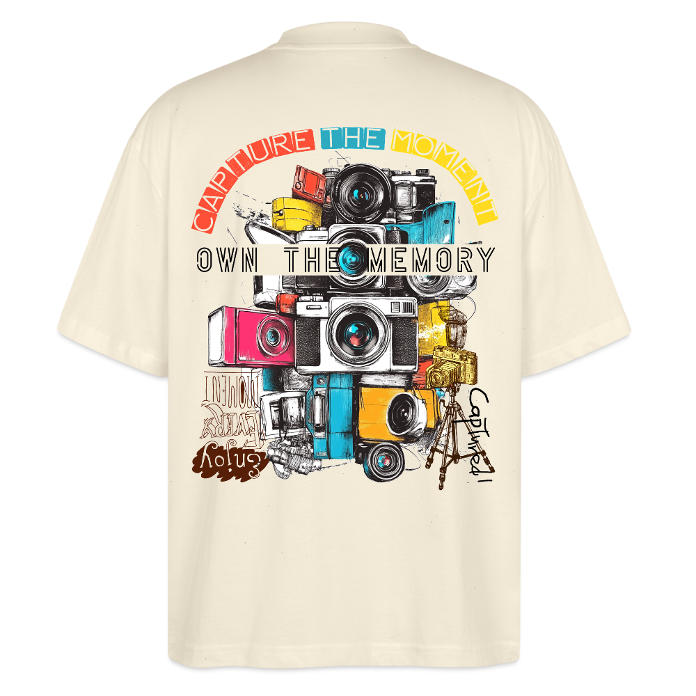Zarethor, Kamera, 1st | Blaster, Oversize Bio T-Shirt, Unisex - Weißgrau