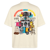 Zarethor, Kamera, 1st | Blaster, Oversize Bio T-Shirt, Unisex - Weißgrau