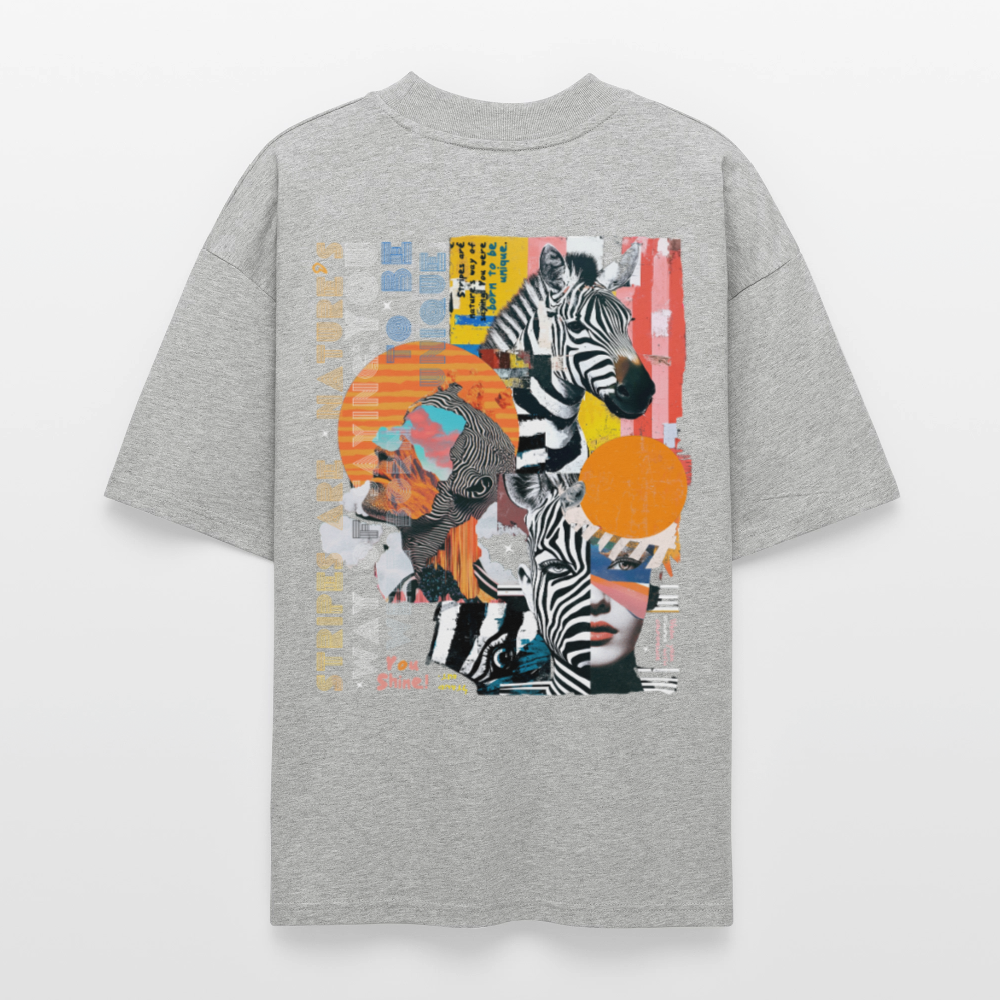 Aresia, Zebra, 1st | Blaster, Oversize Bio T-Shirt, Unisex - Grau meliert