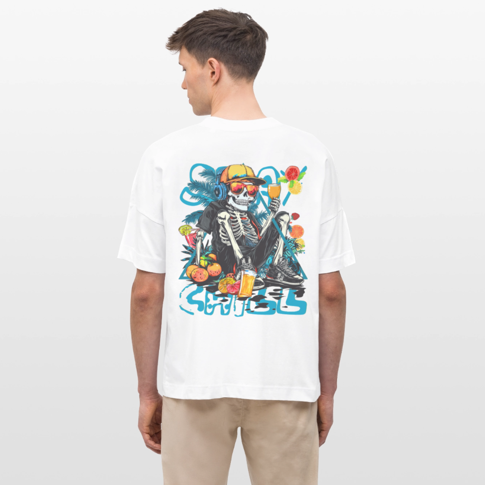 Calveron, Skelet, 1st | Blaster, Oversize Bio T-Shirt, Unisex - Weiß