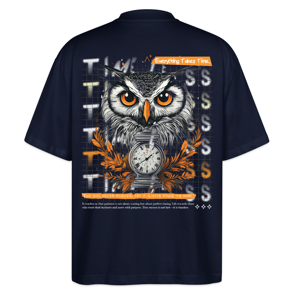 Marid, Eule, 1st | Blaster, Oversize Bio T-Shirt, Unisex - Navy