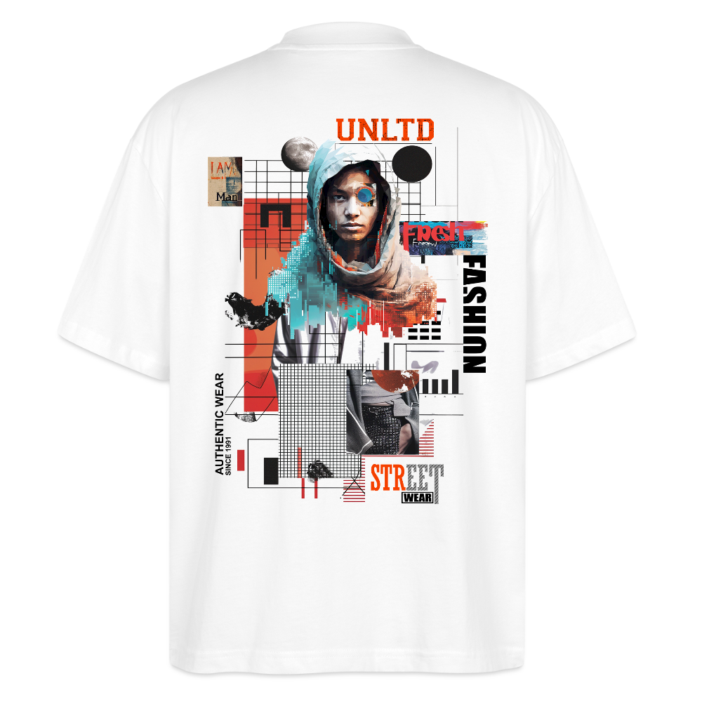 Celestrion, Cyborg, 1st | Blaster, Oversize Bio T-Shirt, Unisex - Weiß