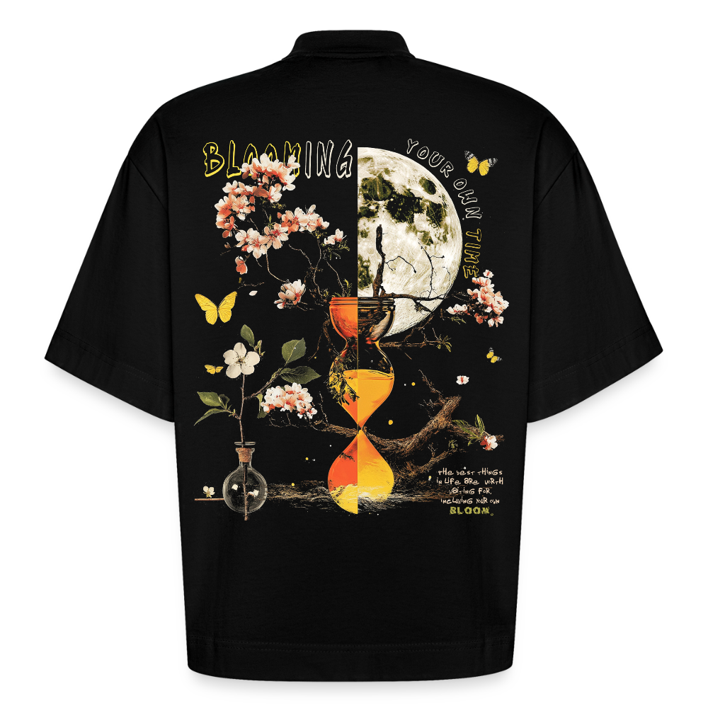 Tsukuyomi, Sanduhr, 1st | Boxy, Heavyweight Bio T-Shirt, Unisex - SOLID BLACK