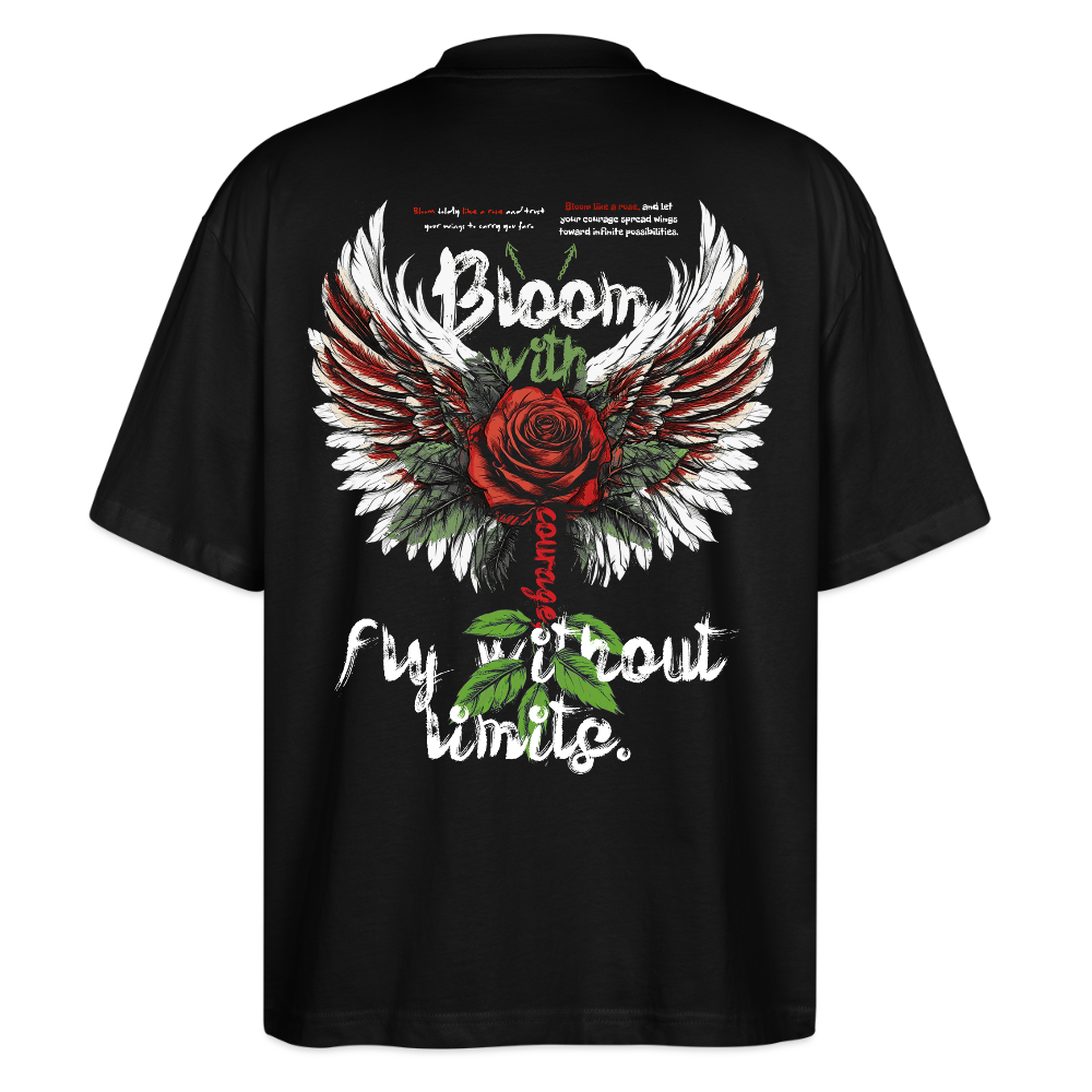 Amaterasu , Engelsflügel, 1st | Blaster, Oversize Bio T-Shirt, Unisex - Schwarz