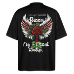 Amaterasu , Engelsflügel, 1st | Blaster, Oversize Bio T-Shirt, Unisex - Schwarz