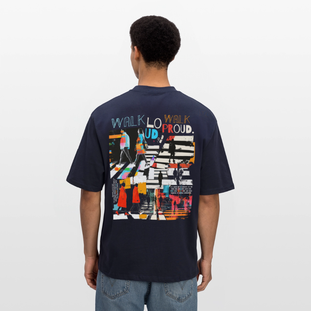 Anankean, Zebrastreifen, 1st | Breezy, Oversized Unisex T-Shirt - Navy