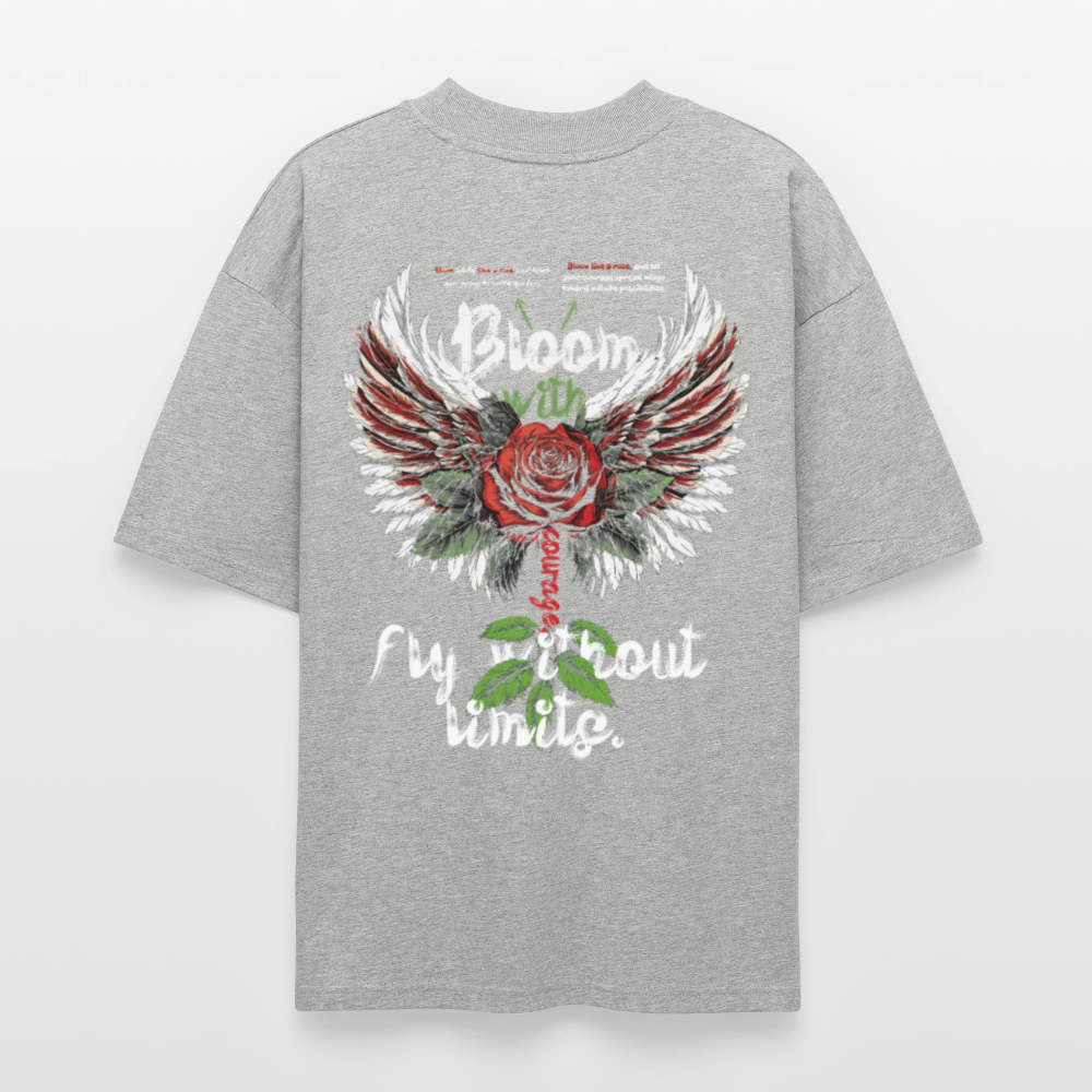 Amaterasu , Engelsflügel, 1st | Blaster, Oversize Bio T-Shirt, Unisex - Grau meliert