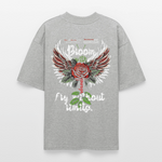Amaterasu , Engelsflügel, 1st | Blaster, Oversize Bio T-Shirt, Unisex - Grau meliert