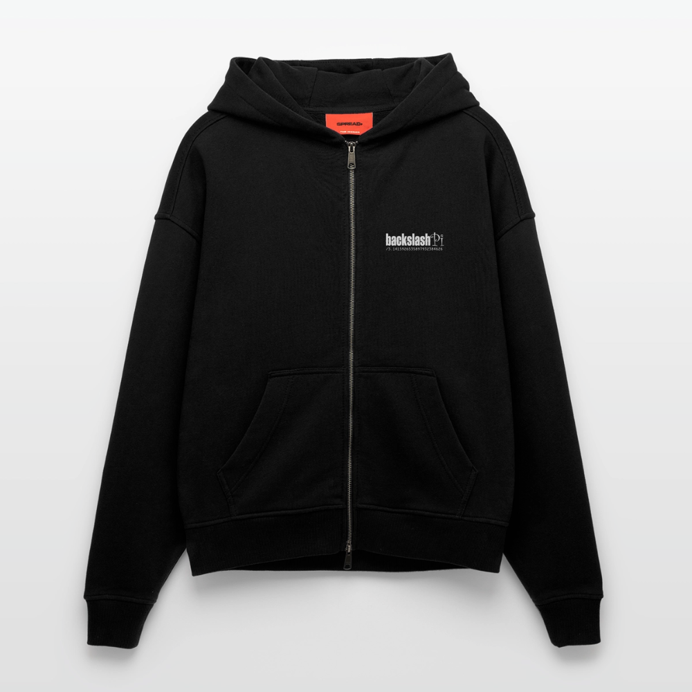 Eryan, Surfen, 1st | Heavyweight Oversized Bio Zip Hoodie, Unisex - SOLID BLACK