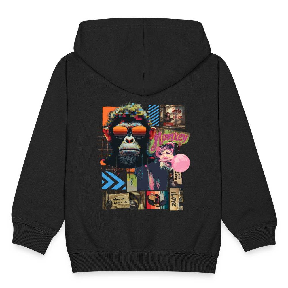 Perîzar, Affen, 1st | Kinder Zip Hoodie - Schwarz