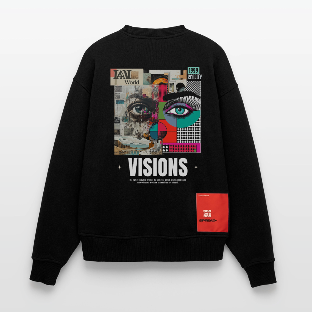 Omoikane, Augen, 1st | Heavyweight Oversized Bio Sweater, Unisex - SOLID BLACK