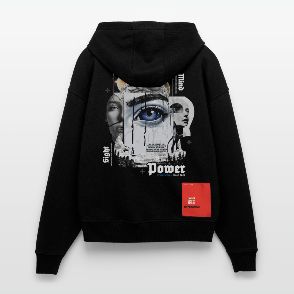 Yuanshi, Auge, 1st | Heavyweight Oversized Bio Zip Hoodie, Unisex - SOLID BLACK