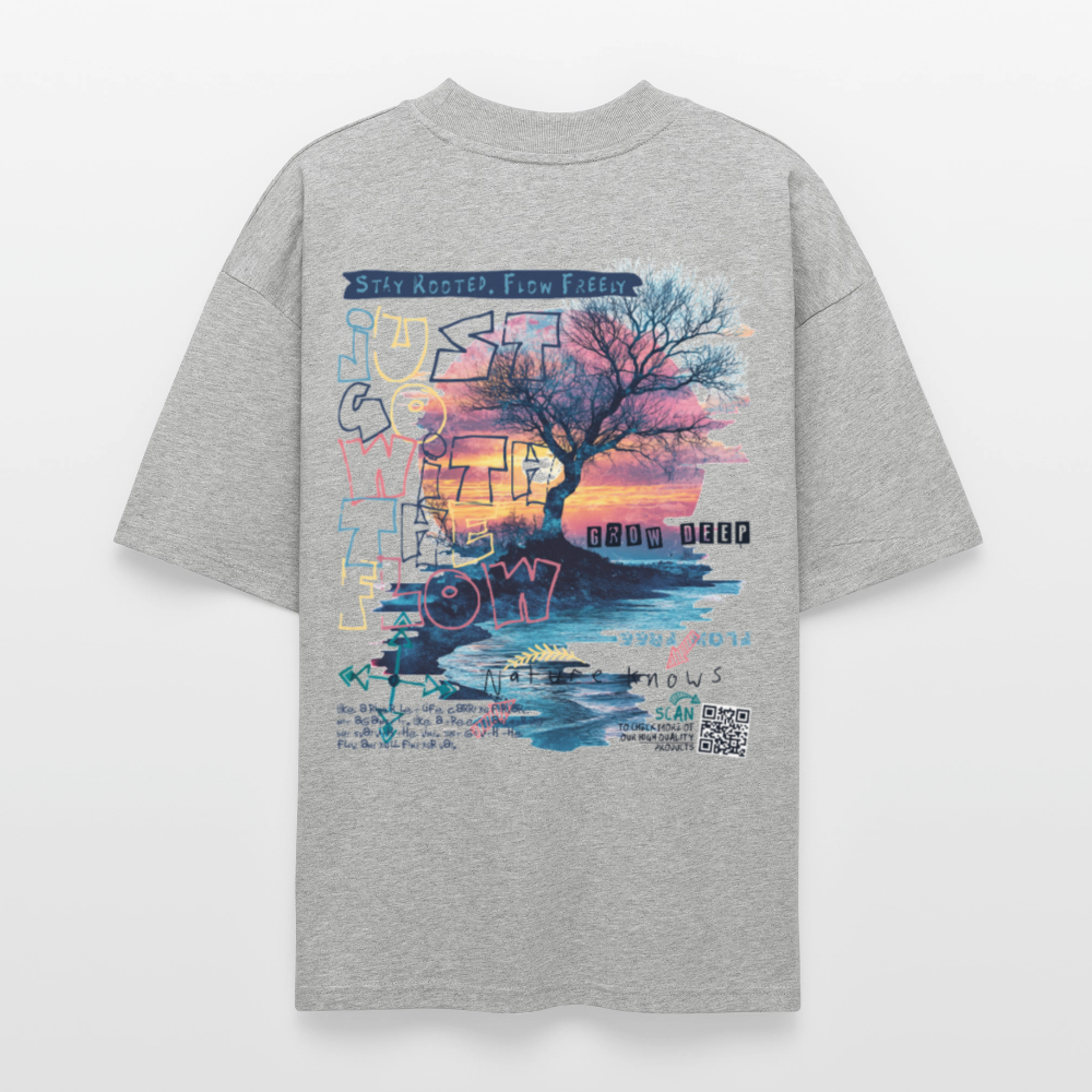 Oblivar, Baum, 1st | Blaster, Oversize Bio T-Shirt, Unisex - Grau meliert
