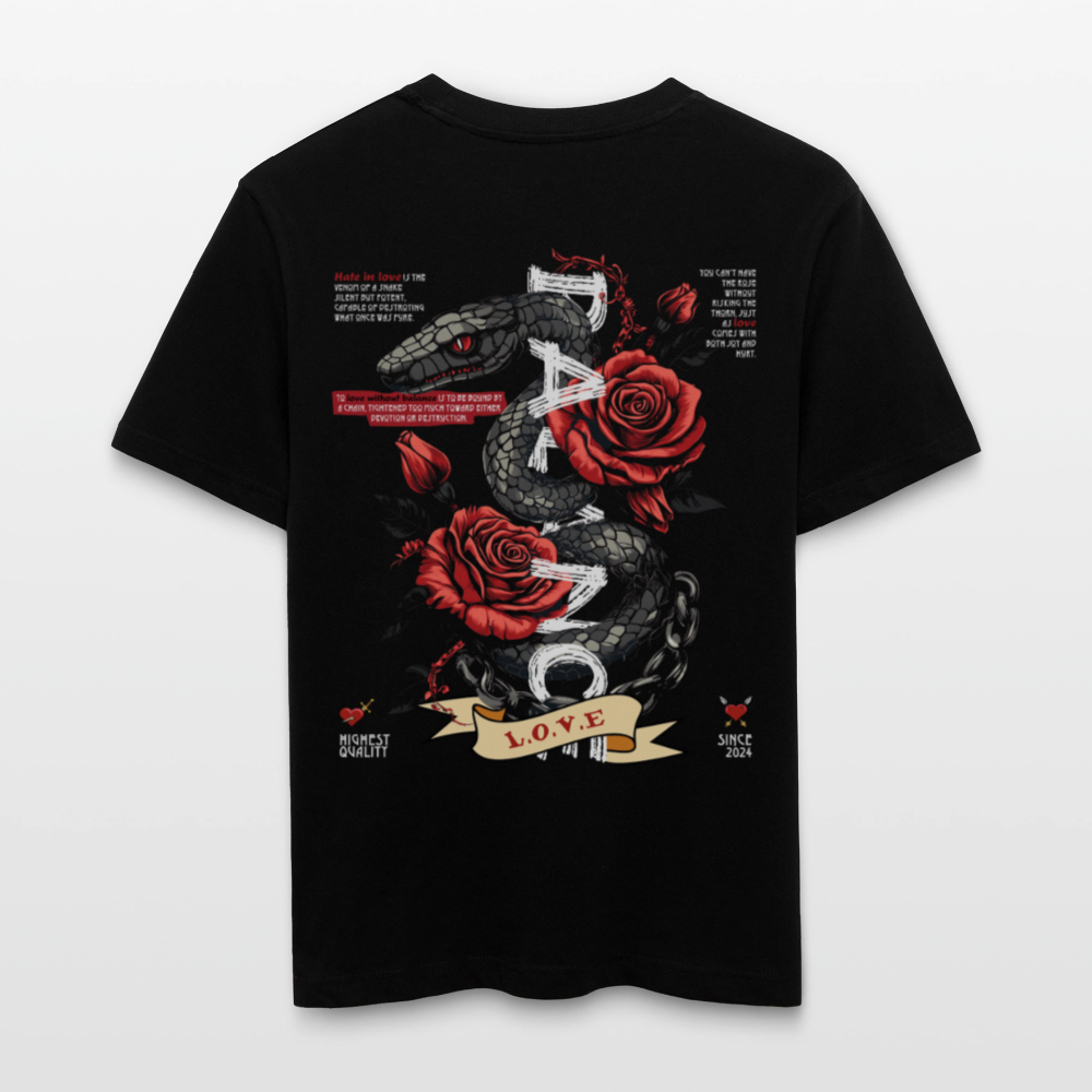 Hephani, Schlange, 1st | Essential, Relaxed Fit Unisex Bio T-Shirt - Schwarz