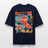 Solvarion2, Stopp, 1st | Blaster, Oversize Bio T-Shirt, Unisex - Navy