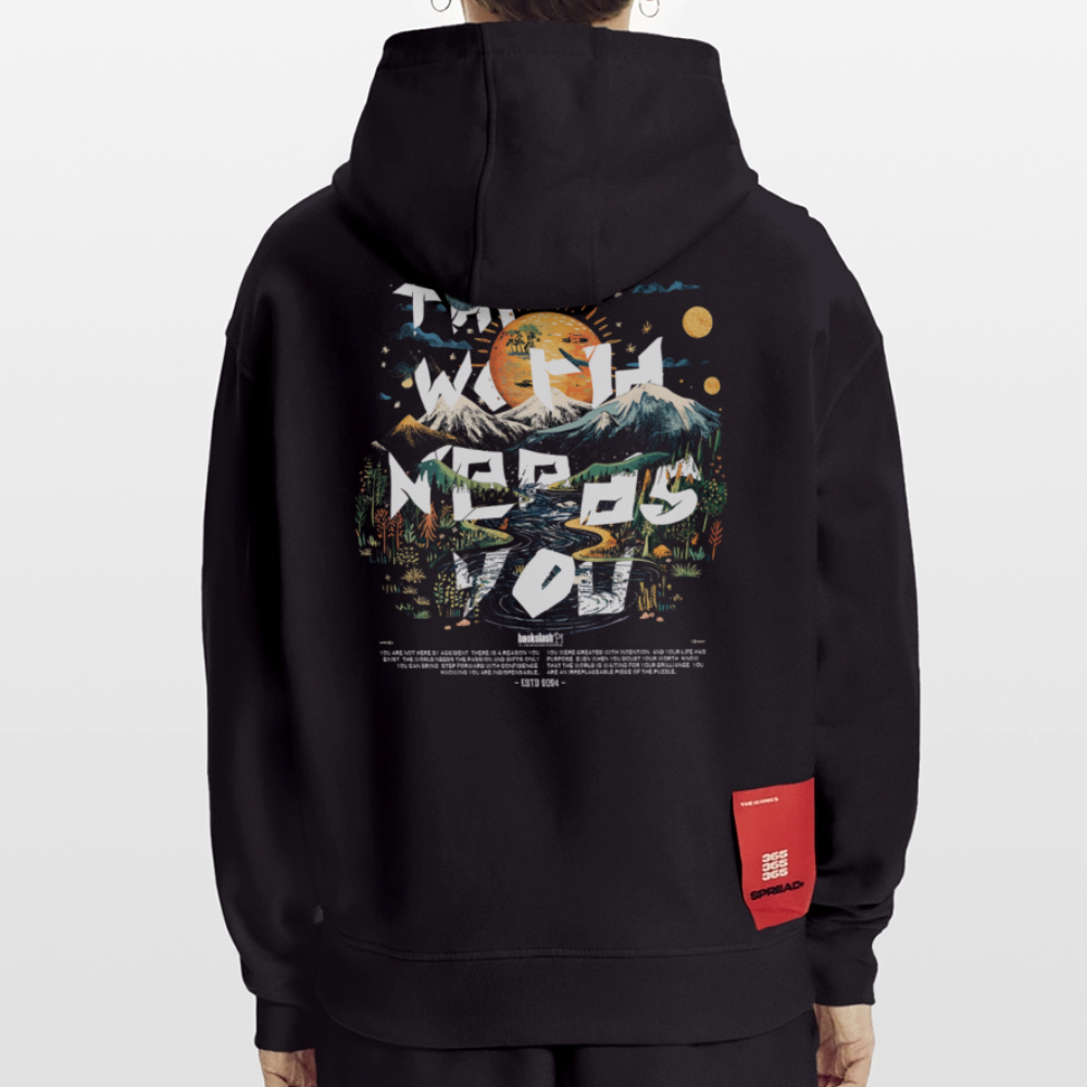 Ereshkigal, Berge, 1st | Heavyweight Oversized Bio Hoodie, Unisex - SOLID BLACK