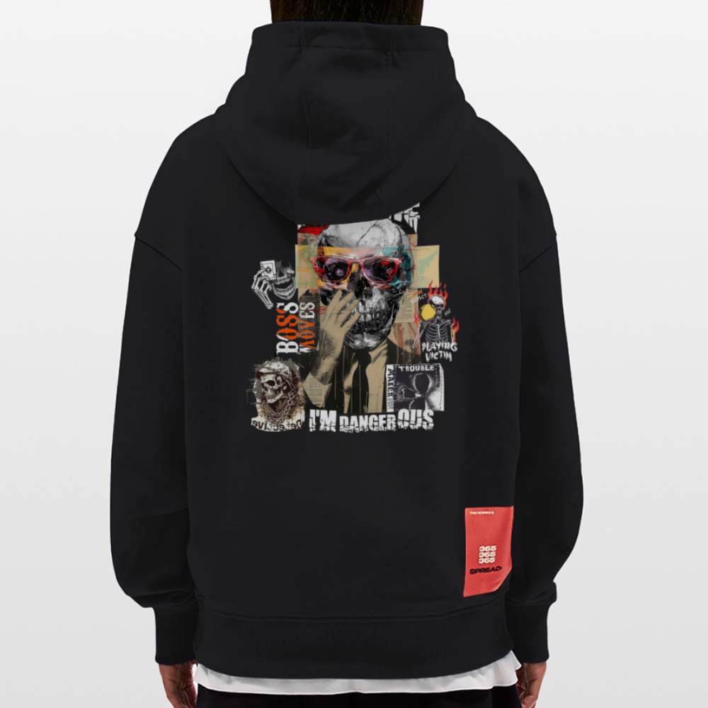 Saxnot, Totenkopf, 1st | Heavyweight Oversized Bio Hoodie, Unisex - SOLID BLACK