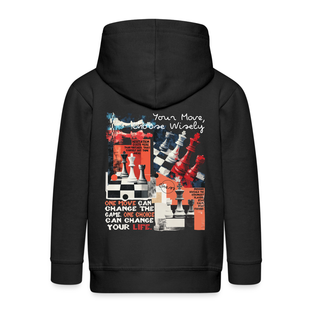 Heraa, Schach, 1st | Kinder Zip Hoodie - Schwarz