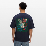 Irise, Leopard, 1st | Breezy, Oversized Unisex T-Shirt - Navy