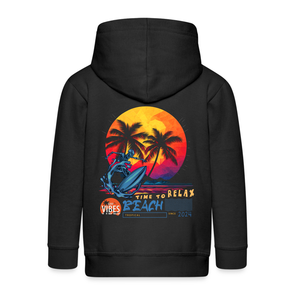 Eryan, Surfen, 1st | Kinder Zip Hoodie - Schwarz