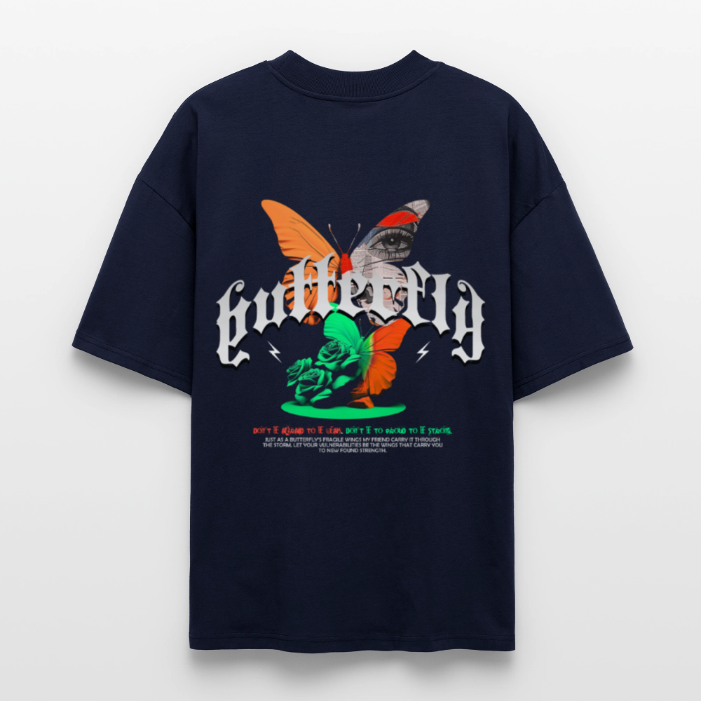 Noşîrêwan, Schmetterling, 1st | Blaster, Oversize Bio T-Shirt, Unisex - Navy