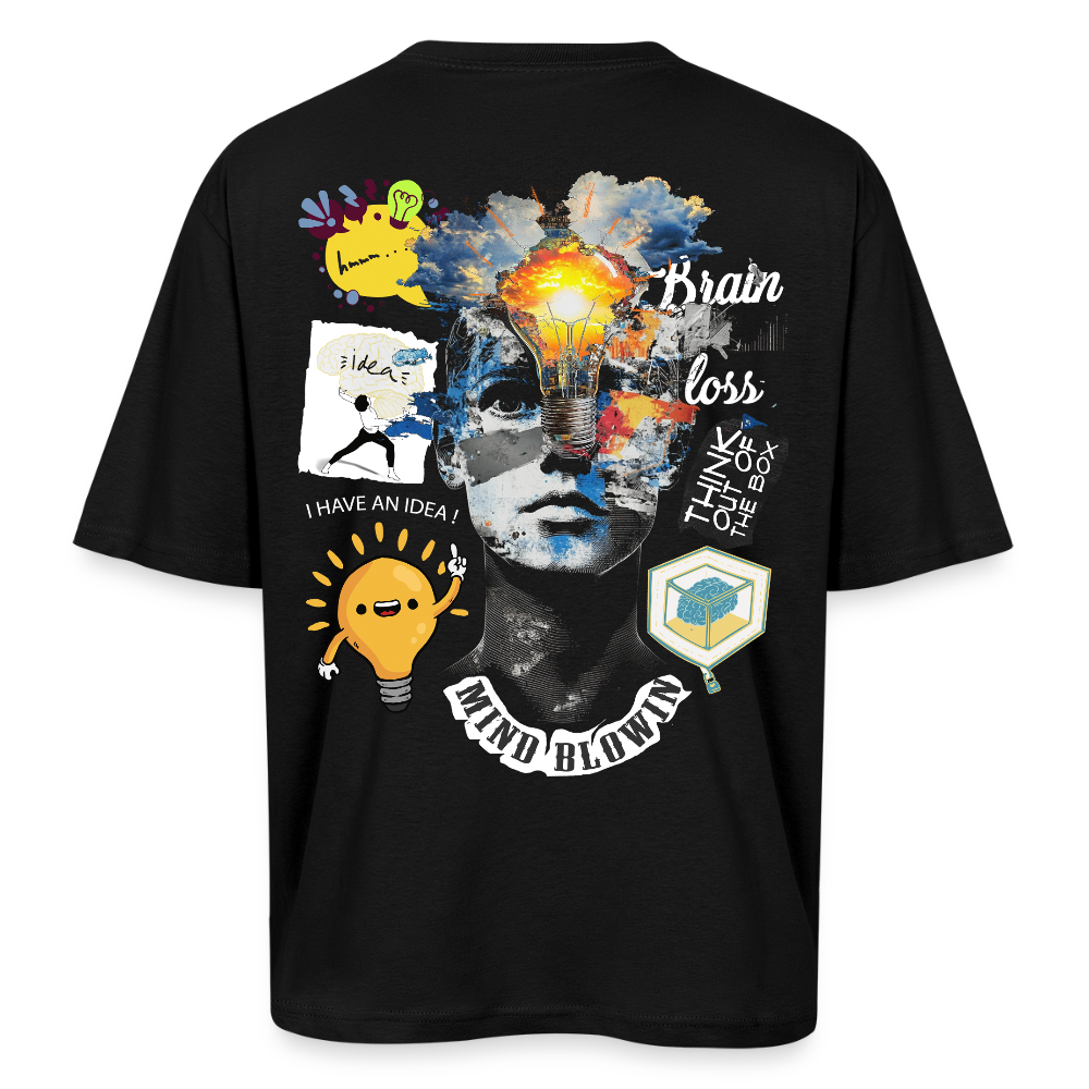 Rhean, Glühbirne, 1st | Breezy, Oversized Unisex T-Shirt - Schwarz