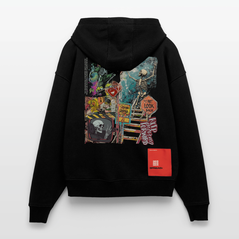 Tangaroa , Skelet, 1st | Heavyweight Oversized Bio Zip Hoodie, Unisex - SOLID BLACK