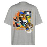 Kepleris, Tiger, 1st | Blaster, Oversize Bio T-Shirt, Unisex - Grau meliert