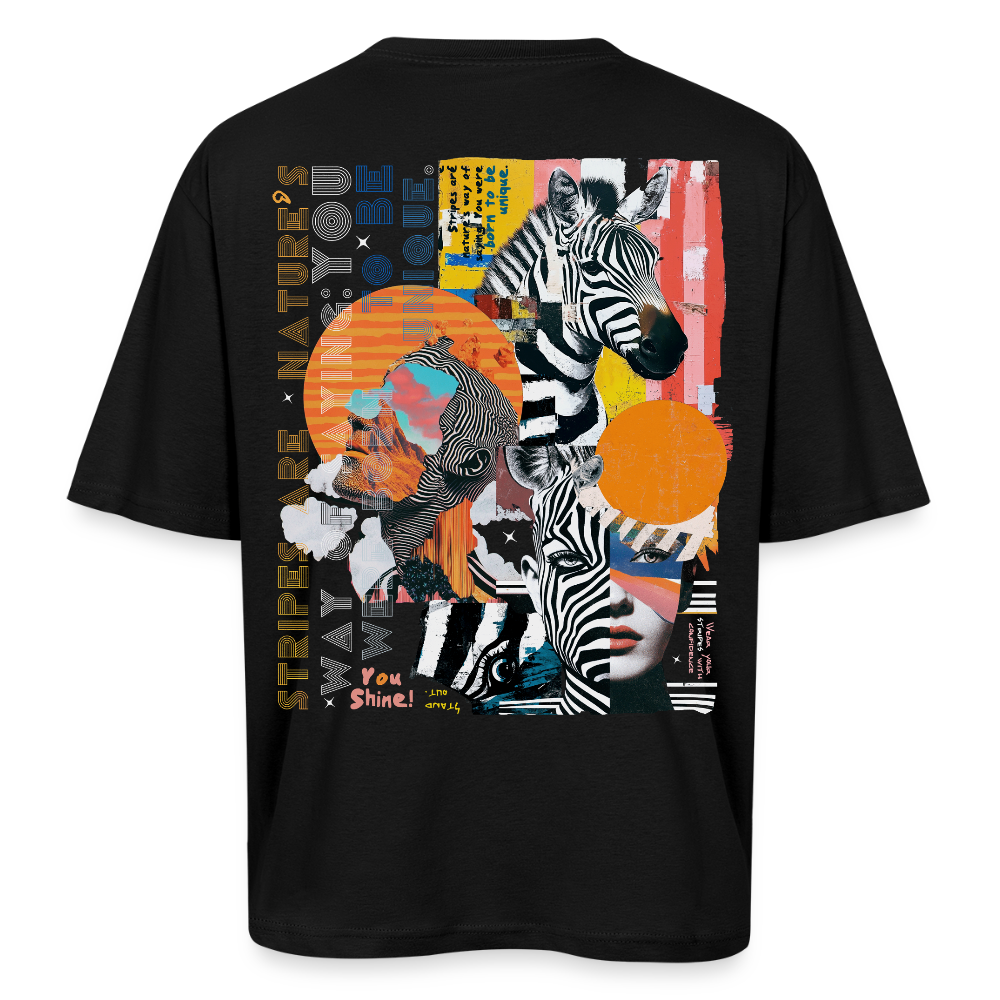 Aresia, Zebra, 1st | Breezy, Oversized Unisex T-Shirt - Schwarz