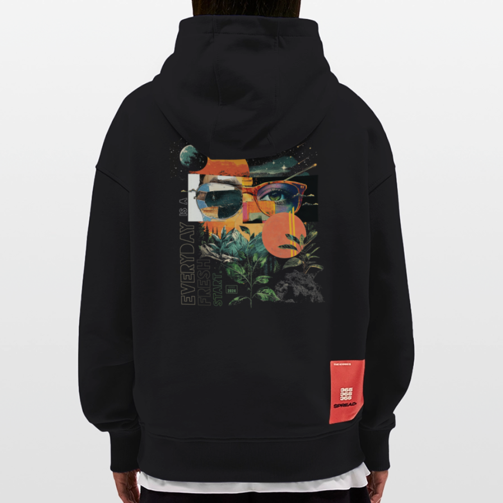 Izanagi, Sonnenbrille, 1st | Heavyweight Oversized Bio Hoodie, Unisex - SOLID BLACK