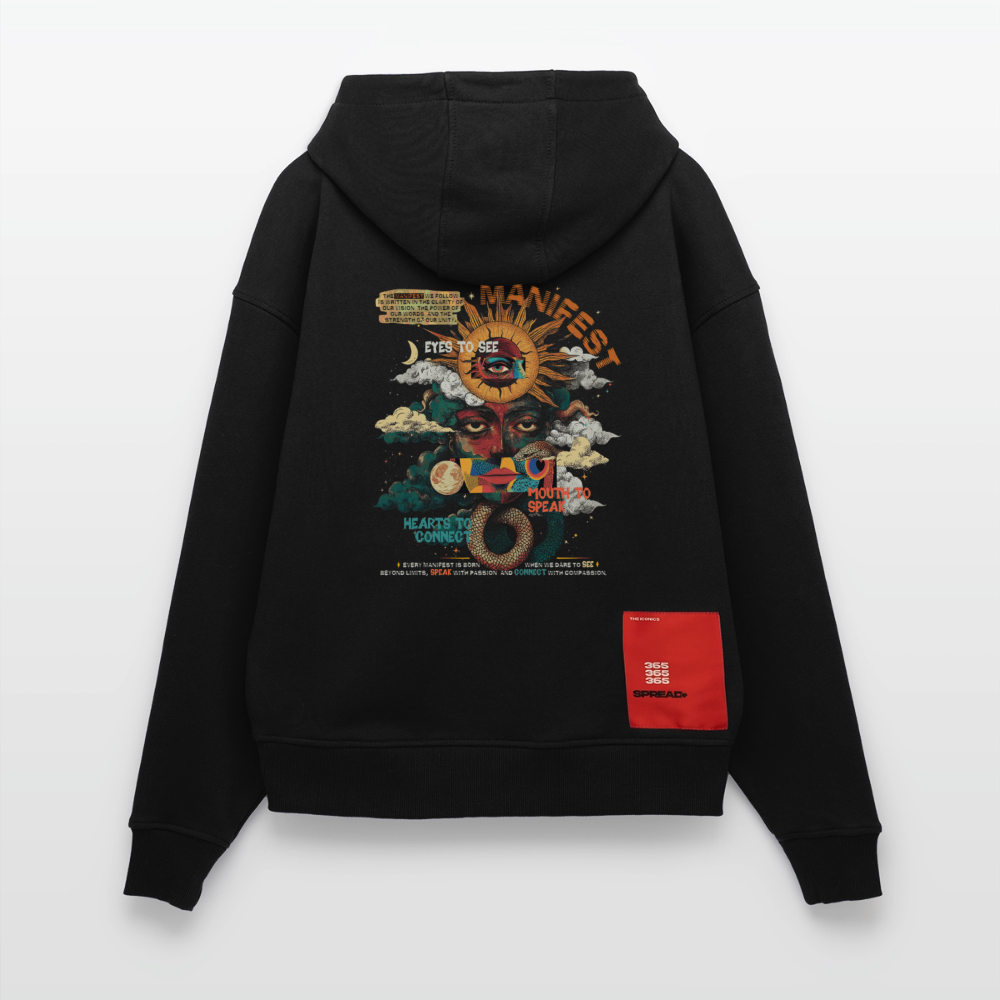Ruqayya, Sonne, 1st | Heavyweight Oversized Bio Hoodie, Unisex - SOLID BLACK