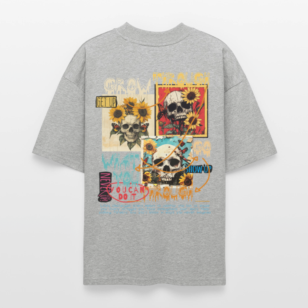 Odysseus2, Totenköpfe, 1st | Blaster, Oversize Bio T-Shirt, Unisex - Grau meliert