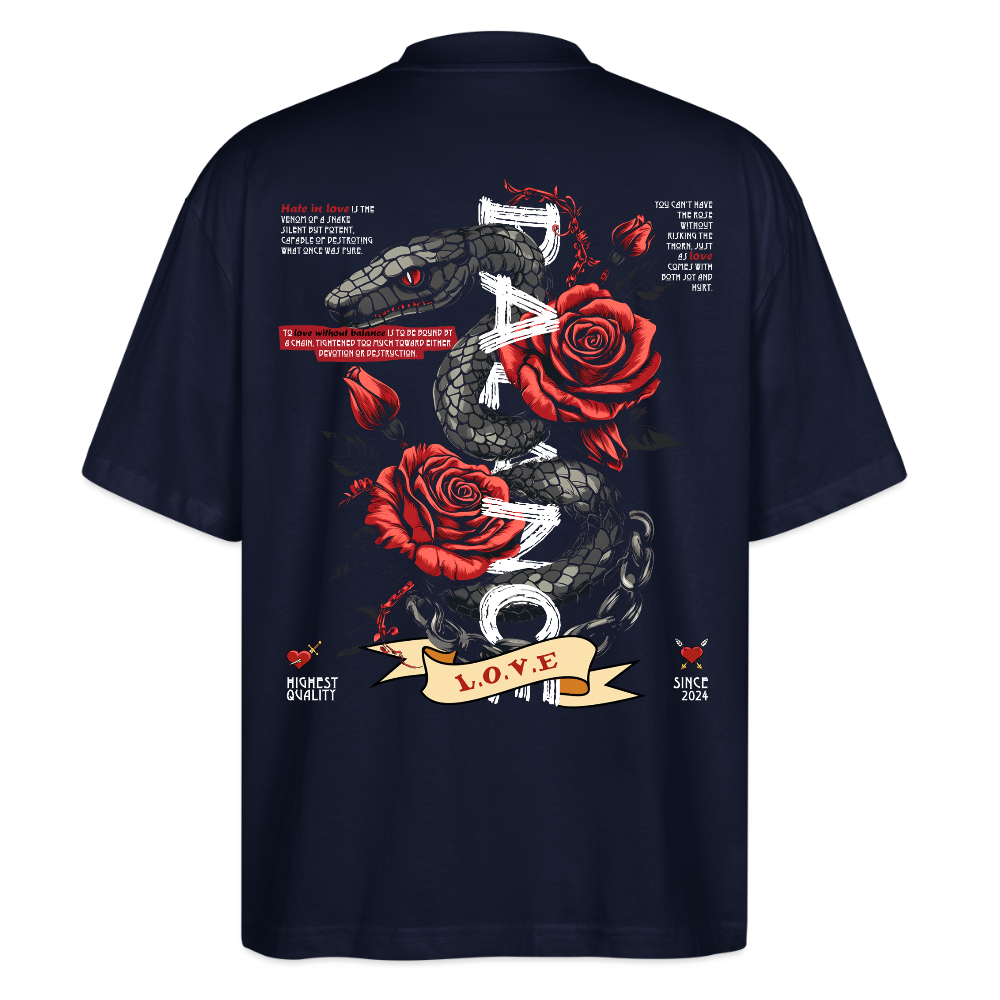 Hephani, Schlange, 1st | Blaster, Oversize Bio T-Shirt, Unisex - Navy
