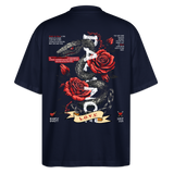 Hephani, Schlange, 1st | Blaster, Oversize Bio T-Shirt, Unisex - Navy