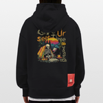 Mihriban, Skelet, 1st | Heavyweight Oversized Bio Hoodie, Unisex - SOLID BLACK