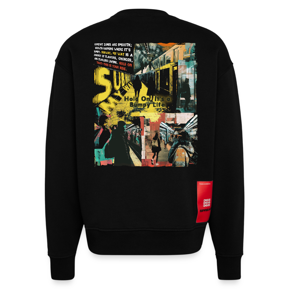Dionyson, U-Bahn, 1st | Heavyweight Oversized Bio Sweater, Unisex - SOLID BLACK