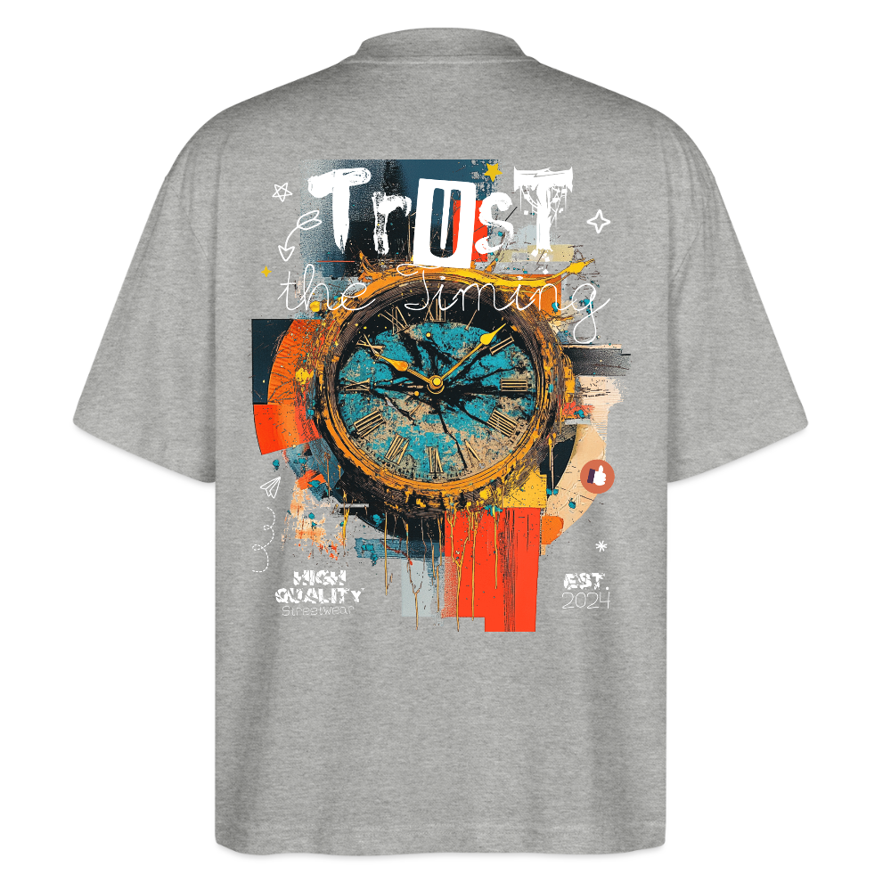 Demeteros, Uhr, 1st | Blaster, Oversize Bio T-Shirt, Unisex - Grau meliert