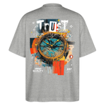 Demeteros, Uhr, 1st | Blaster, Oversize Bio T-Shirt, Unisex - Grau meliert