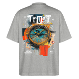 Demeteros, Uhr, 1st | Blaster, Oversize Bio T-Shirt, Unisex - Grau meliert