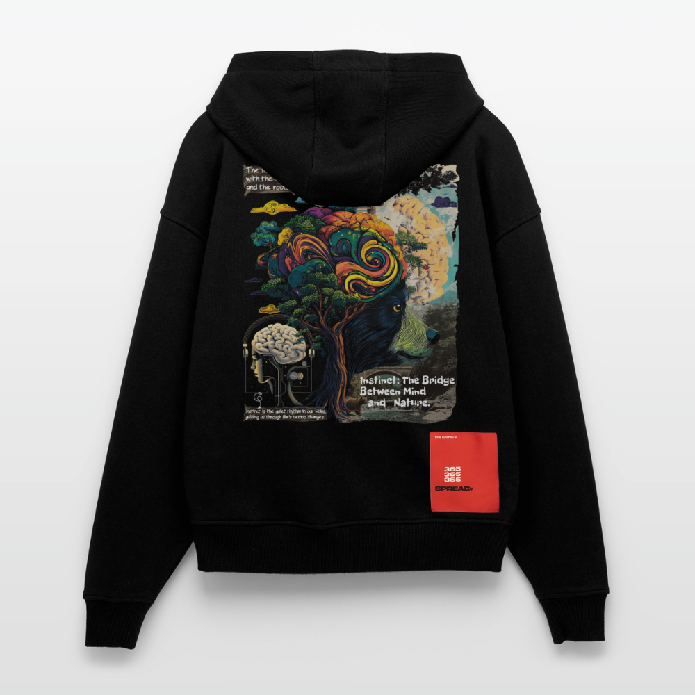 Aphroan, Bär, 1st | Heavyweight Oversized Bio Zip Hoodie, Unisex - SOLID BLACK