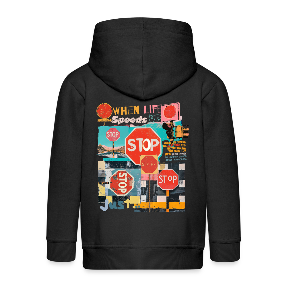 Solvarion, Stopp, 1st | Kinder Zip Hoodie - Schwarz