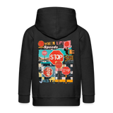 Solvarion, Stopp, 1st | Kinder Zip Hoodie - Schwarz